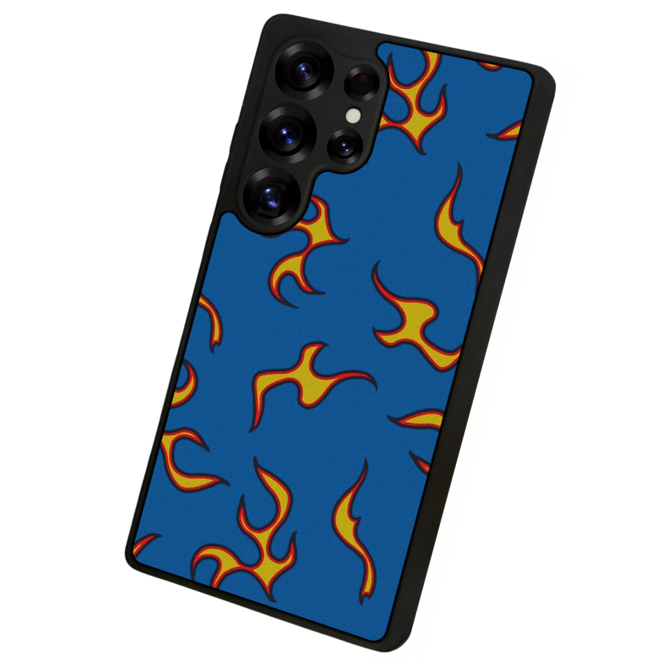 Samsung Galaxy S25 Ultra Uyumlu Retro Flame Patterns Tasarımlı Glossy Premium Kılıf