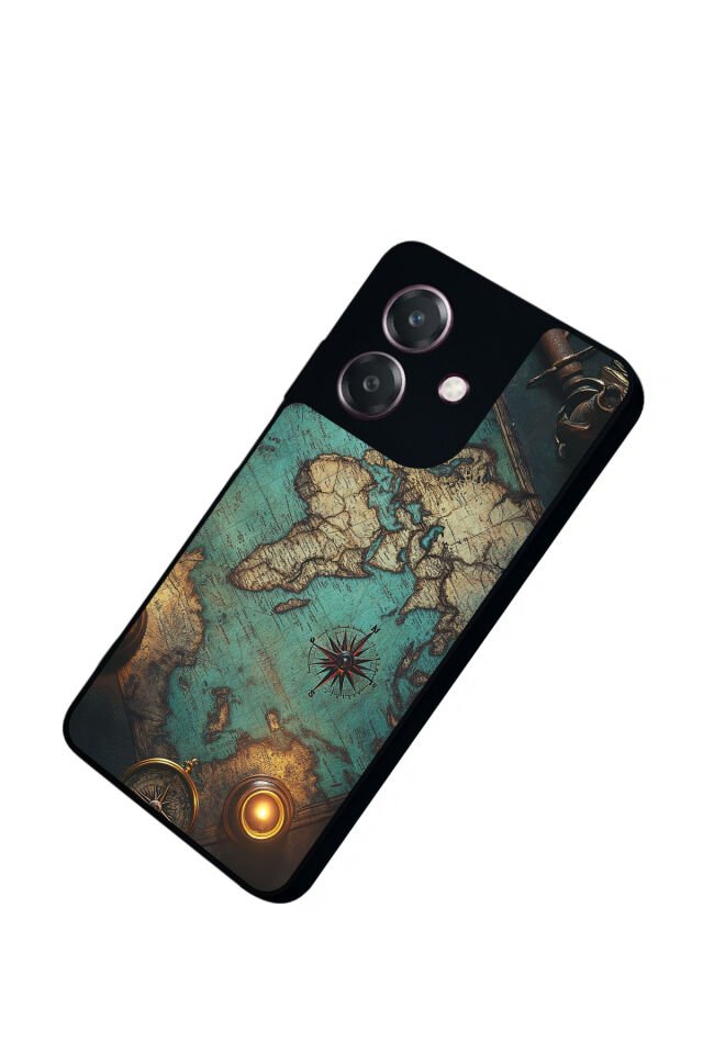 Oppo A3 5G Uyumlu Harita Tasarımlı Glossy Premium Kılıf