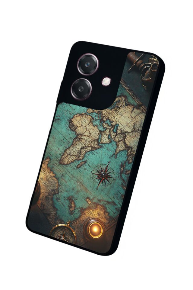 Oppo A3 5G Uyumlu Harita Tasarımlı Glossy Premium Kılıf