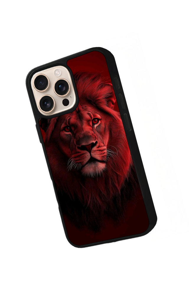 iPhone 16 Pro Uyumlu Aslan Tasarımlı Glossy Premium Kılıf