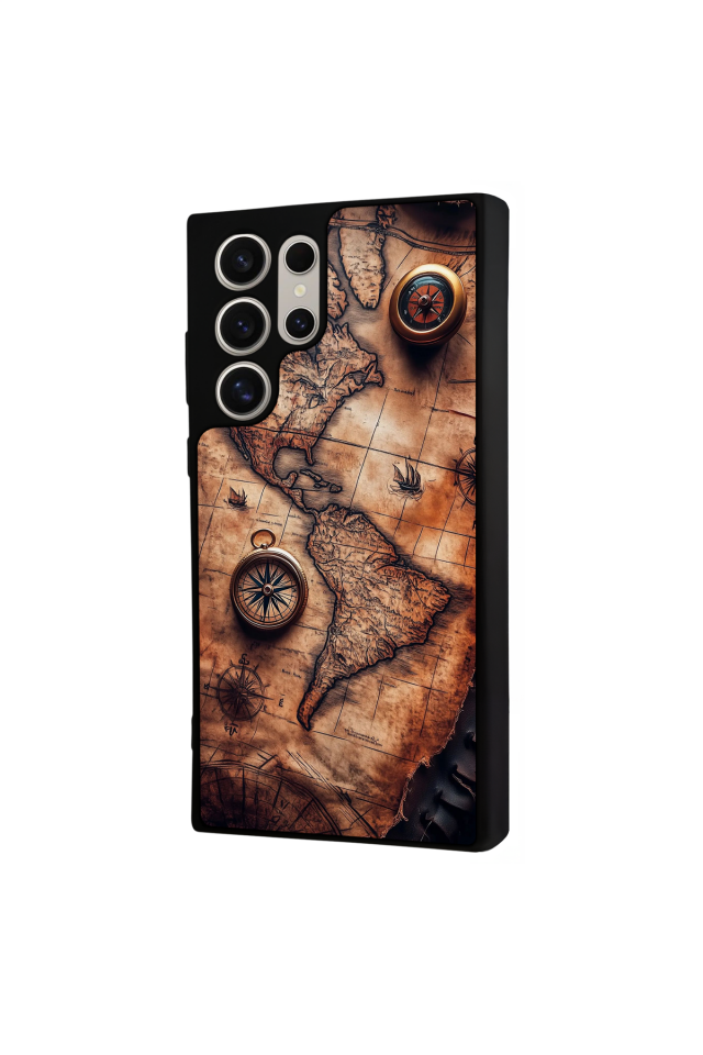 Samsung Galaxy S22 Ultra Uyumlu Harita Tasarımlı Glossy Premium Kılıf