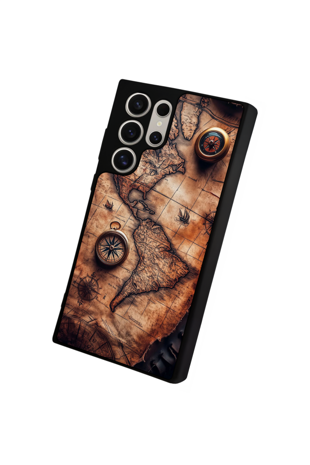 Samsung Galaxy S22 Ultra Uyumlu Harita Tasarımlı Glossy Premium Kılıf
