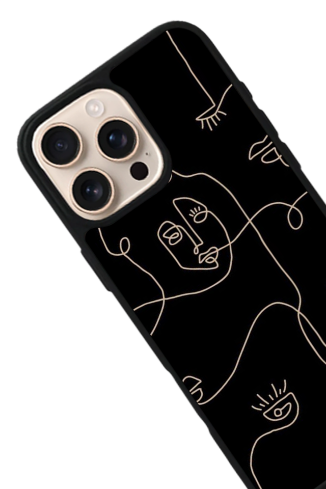 iPhone 15 Pro Max Uyumlu Line Art Tasarımlı Glossy Premium Kılıf