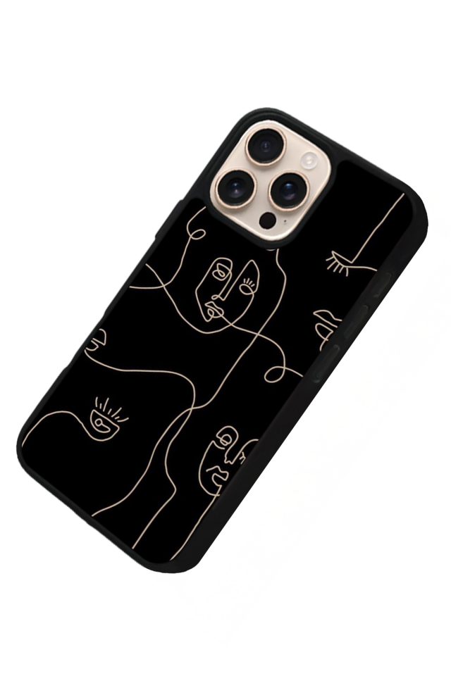 iPhone 15 Pro Max Uyumlu Line Art Tasarımlı Glossy Premium Kılıf