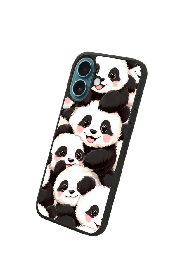 iPhone 16 Uyumlu Panda Tasarımlı Glossy Premium Kılıf