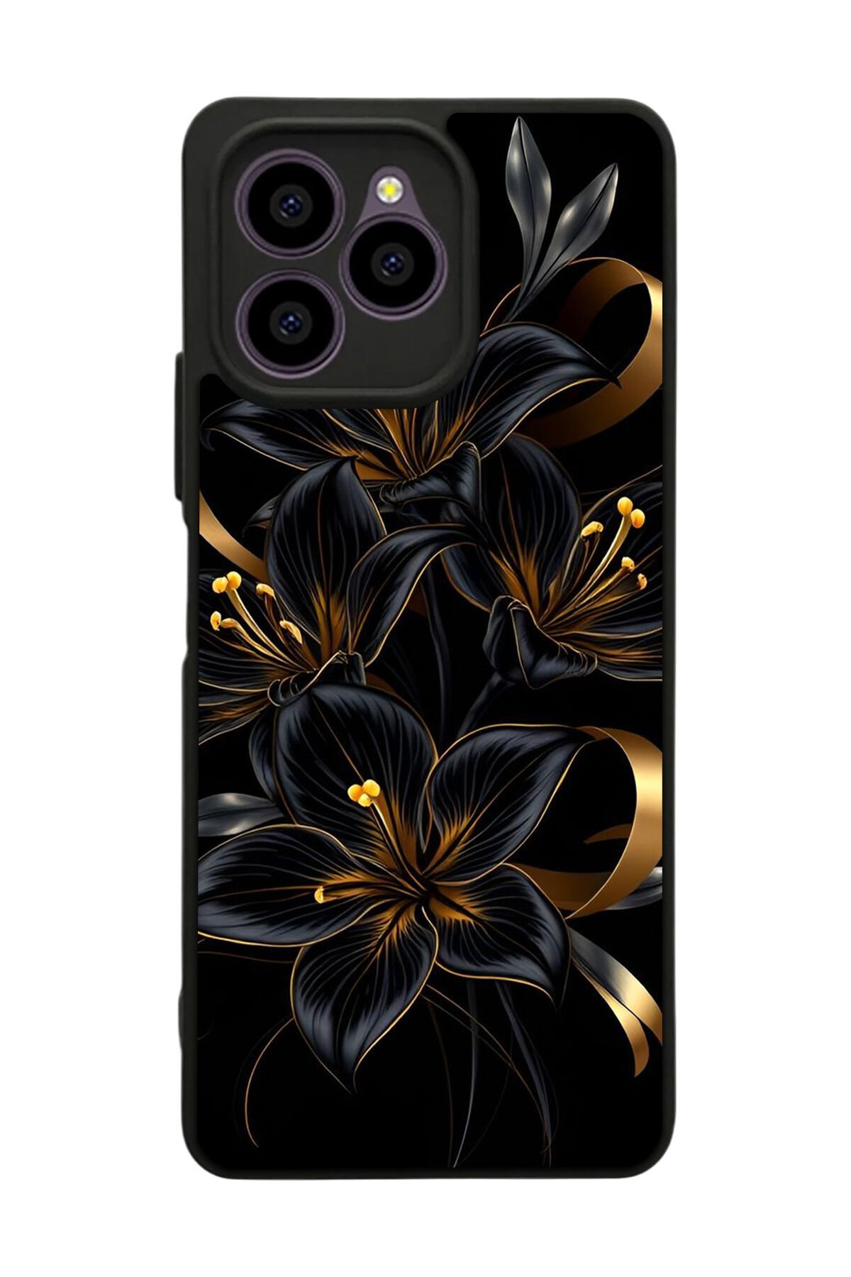 Omix X6 Uyumlu Yaldizli Cicek Tasarımlı Glossy Premium Kılıf