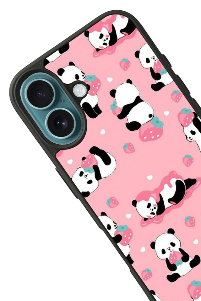 iPhone 16 Uyumlu Panda Tasarımlı Glossy Premium Kılıf