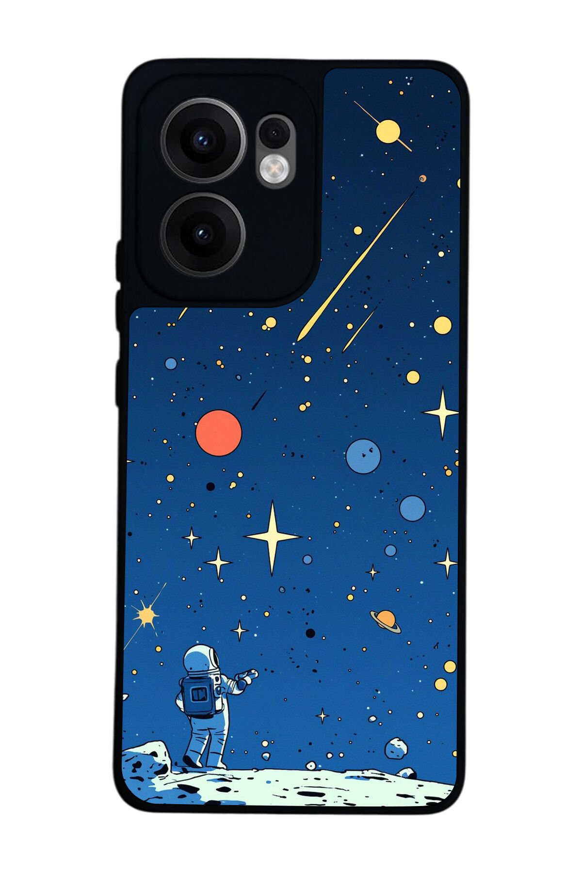 Oppo Reno 13F Uyumlu Uzay Tasarımlı Glossy Premium Kılıf