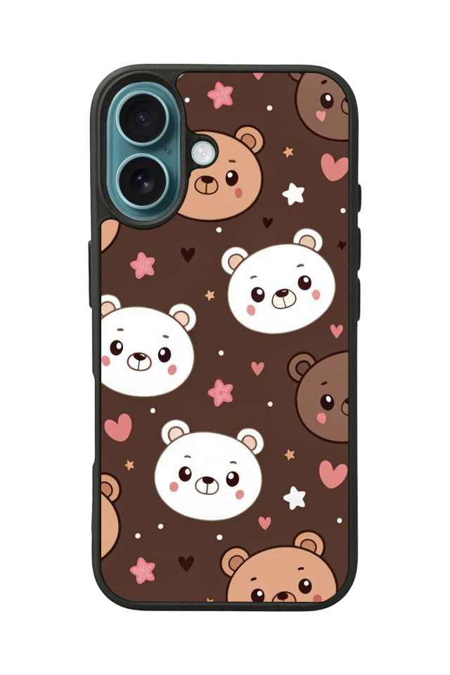 iPhone 16 Uyumlu Ayı Tasarımlı Glossy Premium Kılıf