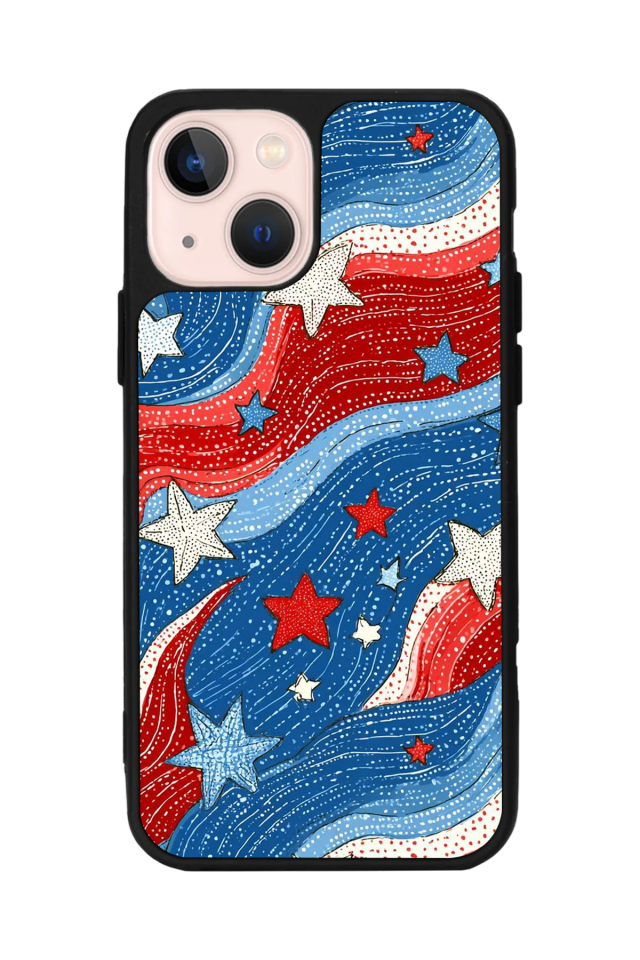 iPhone 15 Uyumlu Retro Yildizlar Tasarımlı Glossy Premium Kılıf