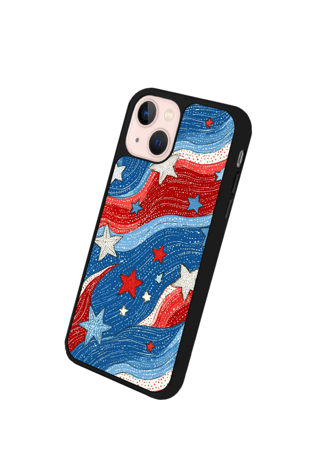 iPhone 15 Uyumlu Retro Yildizlar Tasarımlı Glossy Premium Kılıf
