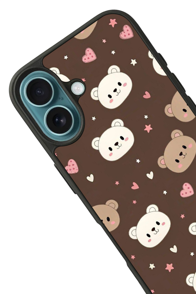 iPhone 16 Uyumlu Ayı Tasarımlı Glossy Premium Kılıf