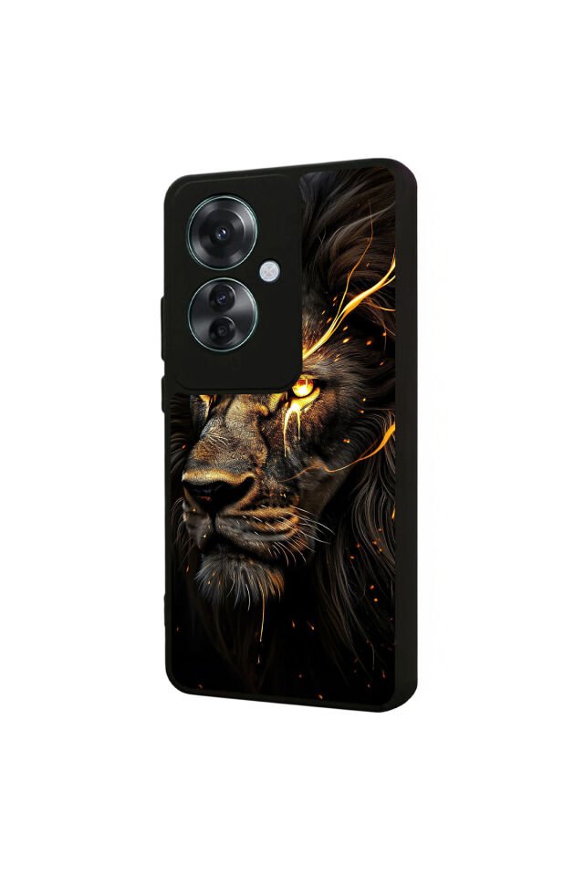 Oppo Reno 11F Uyumlu Aslan Tasarımlı Glossy Premium Kılıf