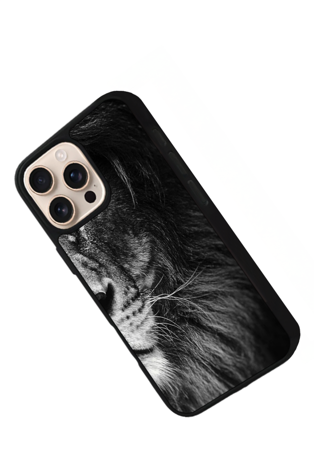 iPhone 16 Pro Uyumlu Aslan Tasarımlı Glossy Premium Kılıf