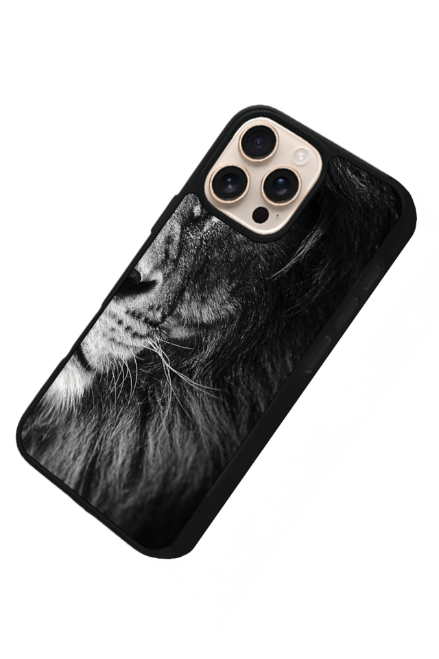 iPhone 16 Pro Uyumlu Aslan Tasarımlı Glossy Premium Kılıf