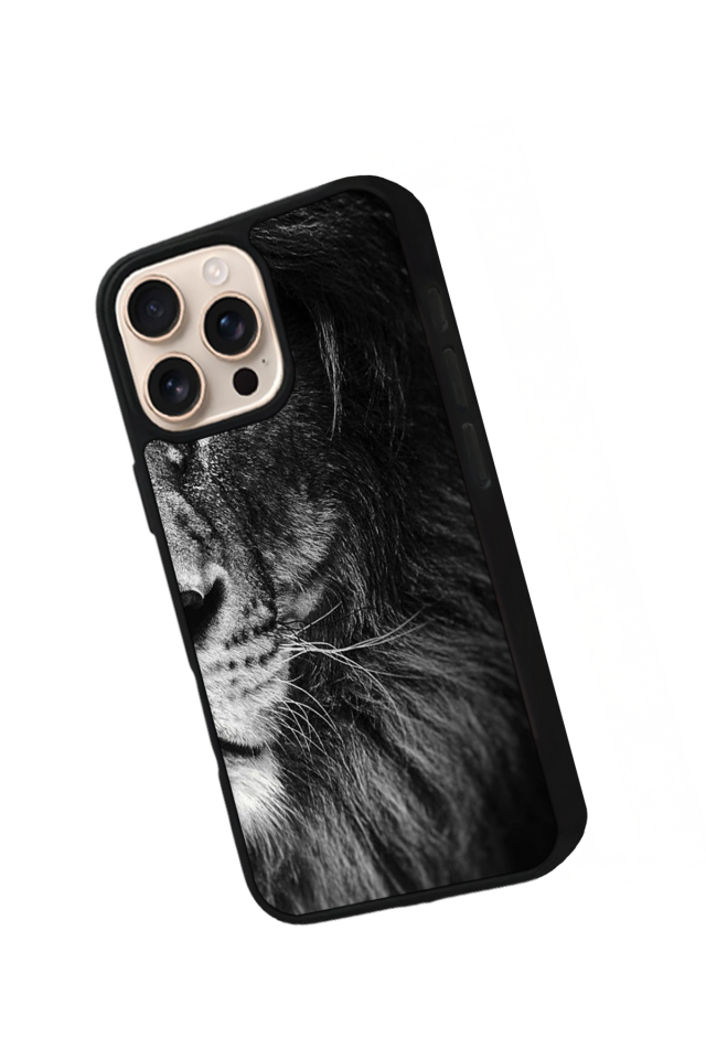 iPhone 16 Pro Uyumlu Aslan Tasarımlı Glossy Premium Kılıf