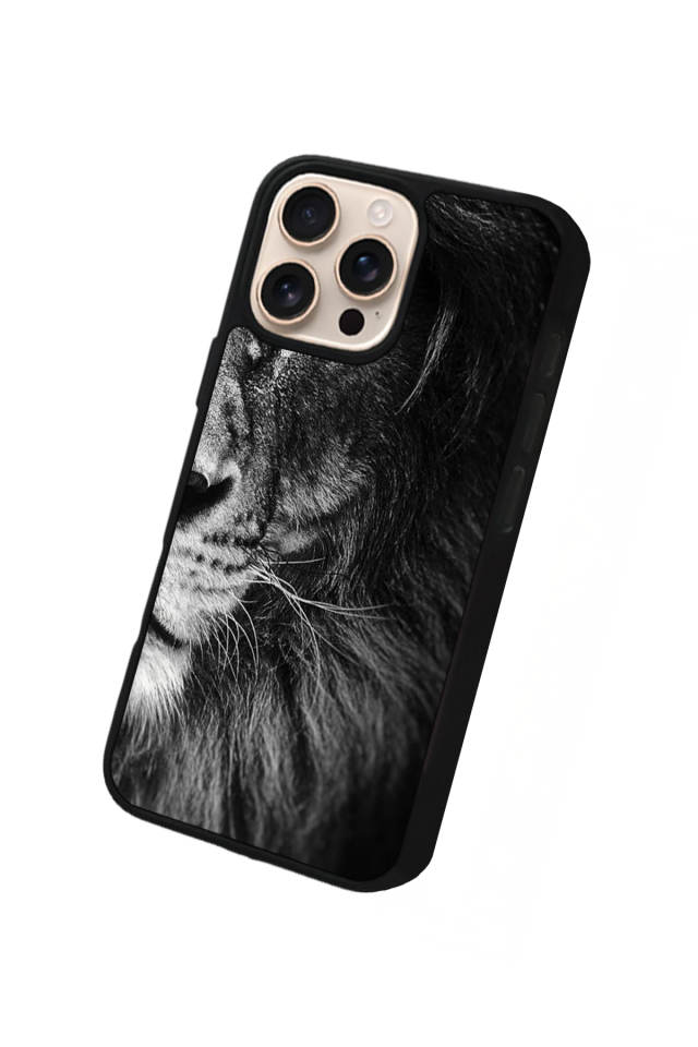iPhone 16 Pro Uyumlu Aslan Tasarımlı Glossy Premium Kılıf