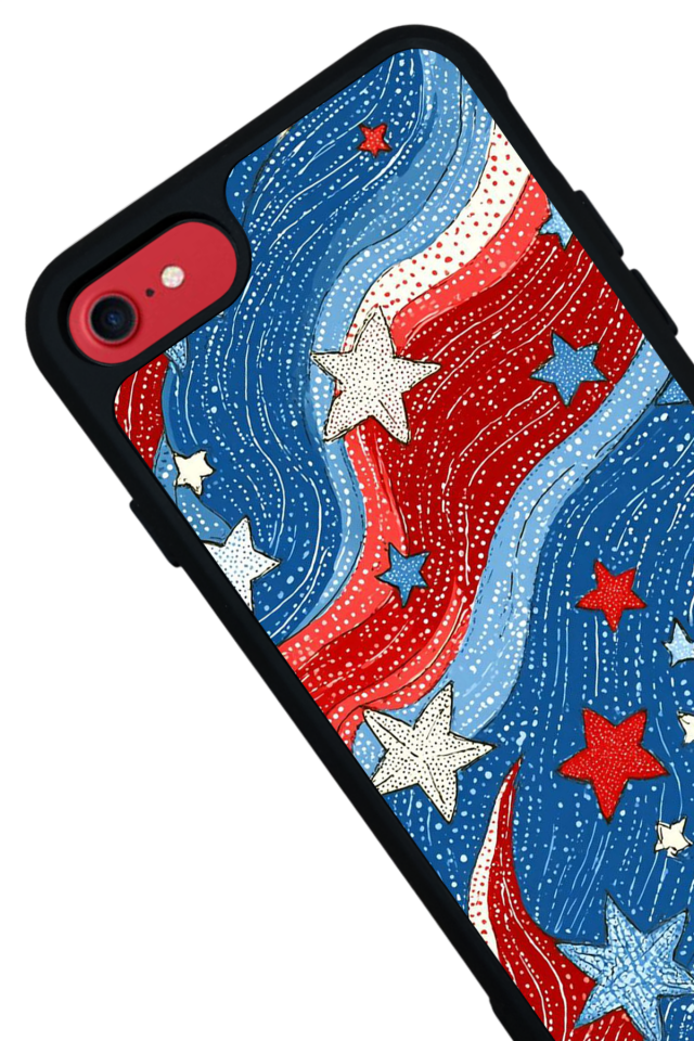 iPhone SE Uyumlu Retro Yildizlar Tasarımlı Glossy Premium Kılıf