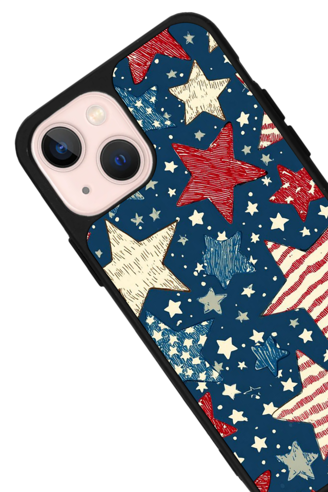 iPhone 15 Uyumlu Retro Yildizlar Tasarımlı Glossy Premium Kılıf