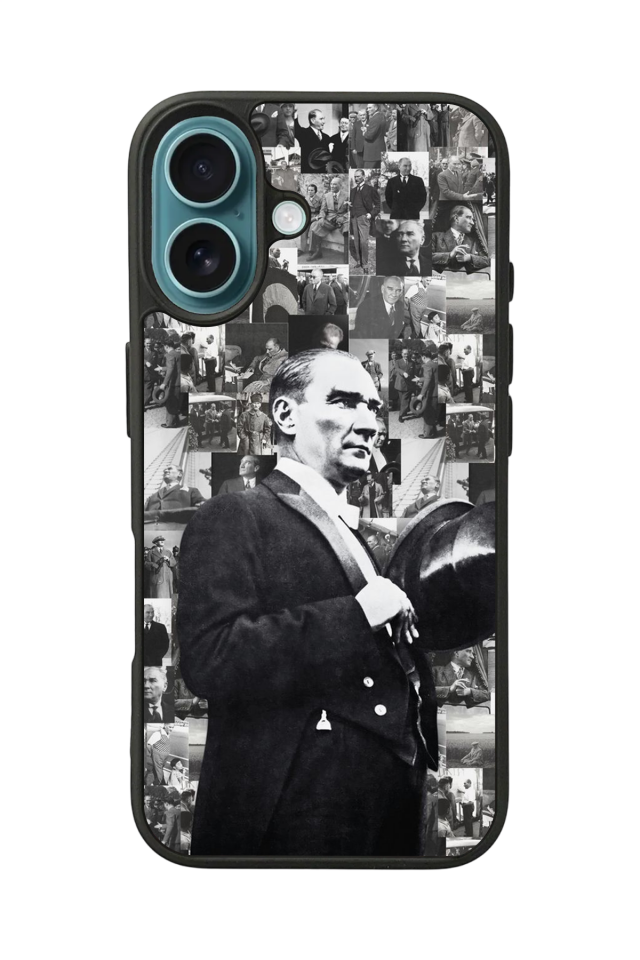 iPhone 16 Plus Uyumlu Mustafa Kemal Ataturk Tasarımlı Glossy Premium Kılıf