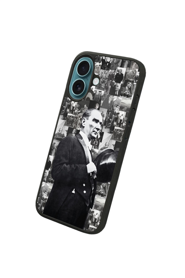 iPhone 16 Plus Uyumlu Mustafa Kemal Ataturk Tasarımlı Glossy Premium Kılıf