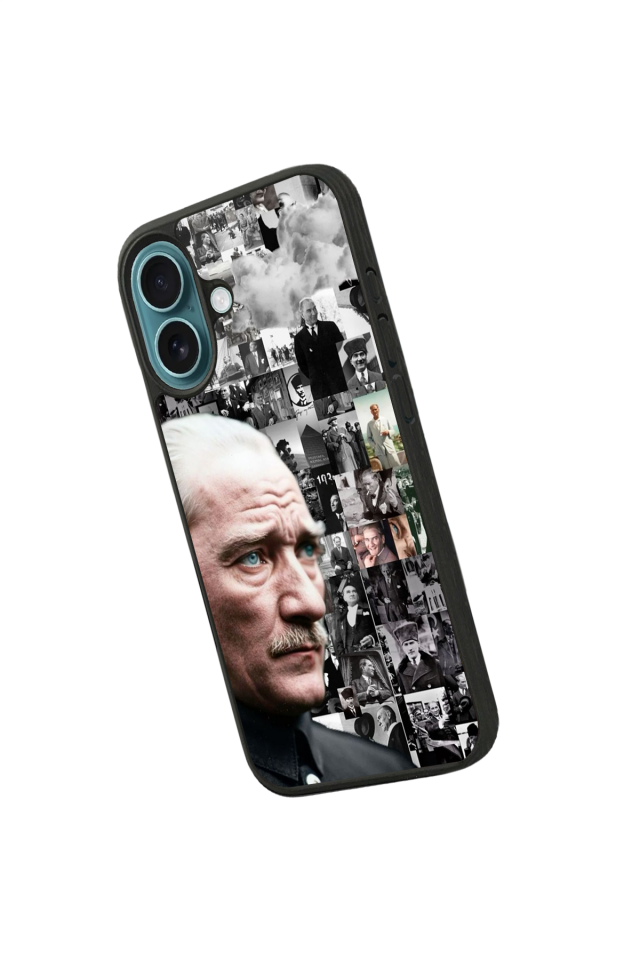iPhone 16 Plus Uyumlu Mustafa Kemal Ataturk Tasarımlı Glossy Premium Kılıf