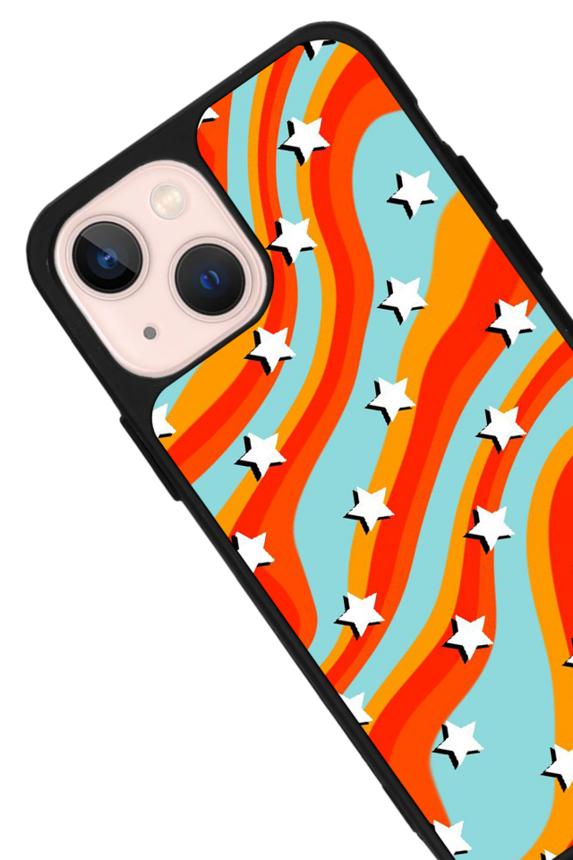 iPhone 15 Uyumlu Retro Yildizlar Tasarımlı Glossy Premium Kılıf