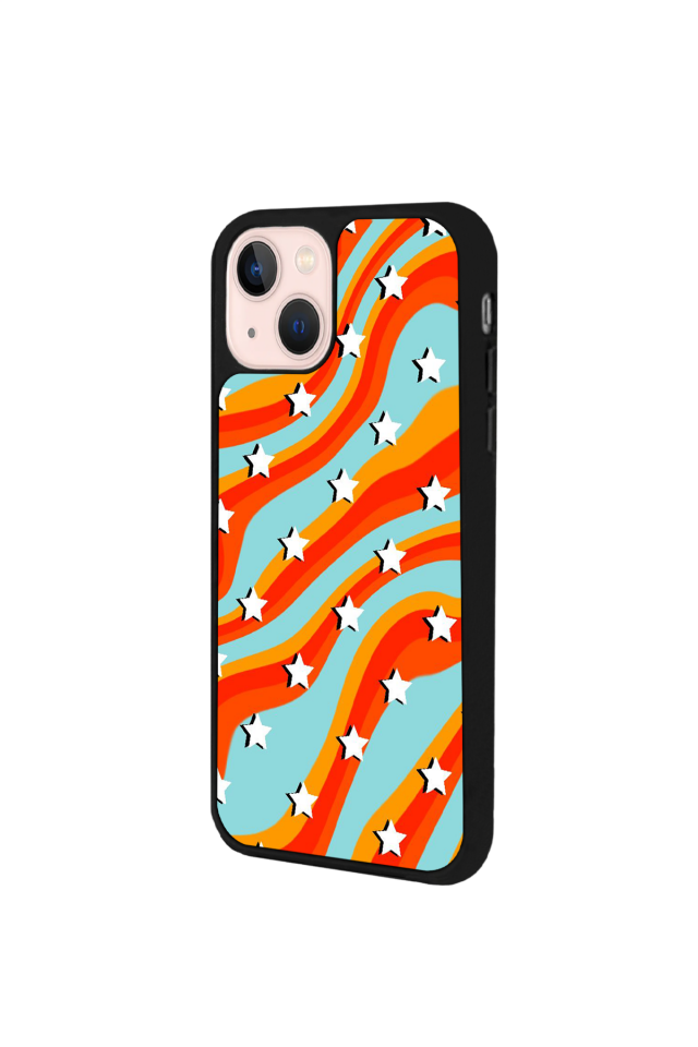 iPhone 15 Uyumlu Retro Yildizlar Tasarımlı Glossy Premium Kılıf