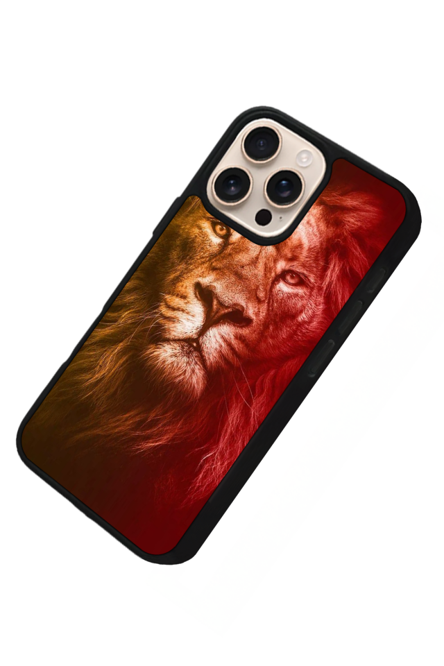 iPhone 15 Pro Max Uyumlu Aslan Tasarımlı Glossy Premium Kılıf