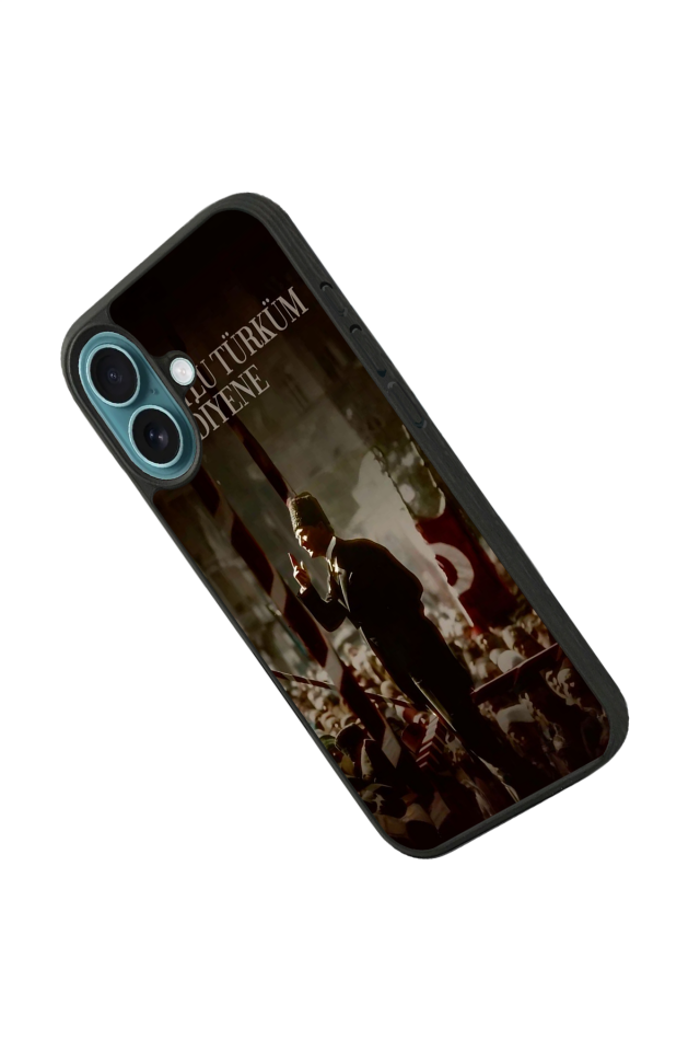 iPhone 16 Plus Uyumlu Mustafa Kemal Ataturk Tasarımlı Glossy Premium Kılıf