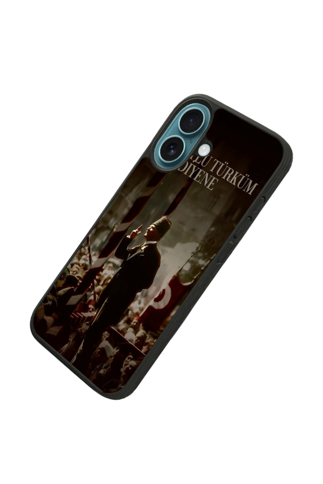 iPhone 16 Plus Uyumlu Mustafa Kemal Ataturk Tasarımlı Glossy Premium Kılıf