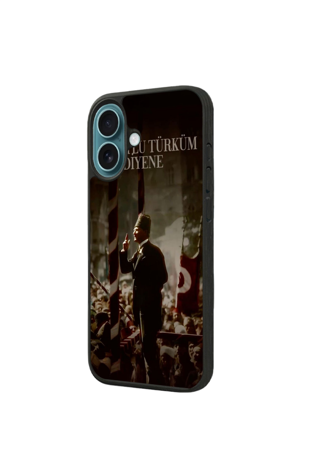 iPhone 16 Plus Uyumlu Mustafa Kemal Ataturk Tasarımlı Glossy Premium Kılıf