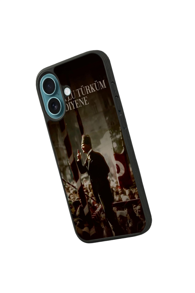 iPhone 16 Plus Uyumlu Mustafa Kemal Ataturk Tasarımlı Glossy Premium Kılıf
