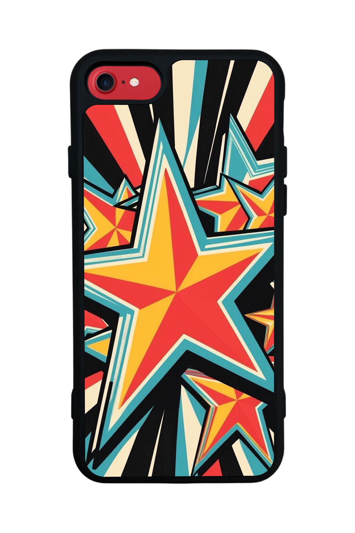 iPhone SE Uyumlu Retro Yildizlar Tasarımlı Glossy Premium Kılıf