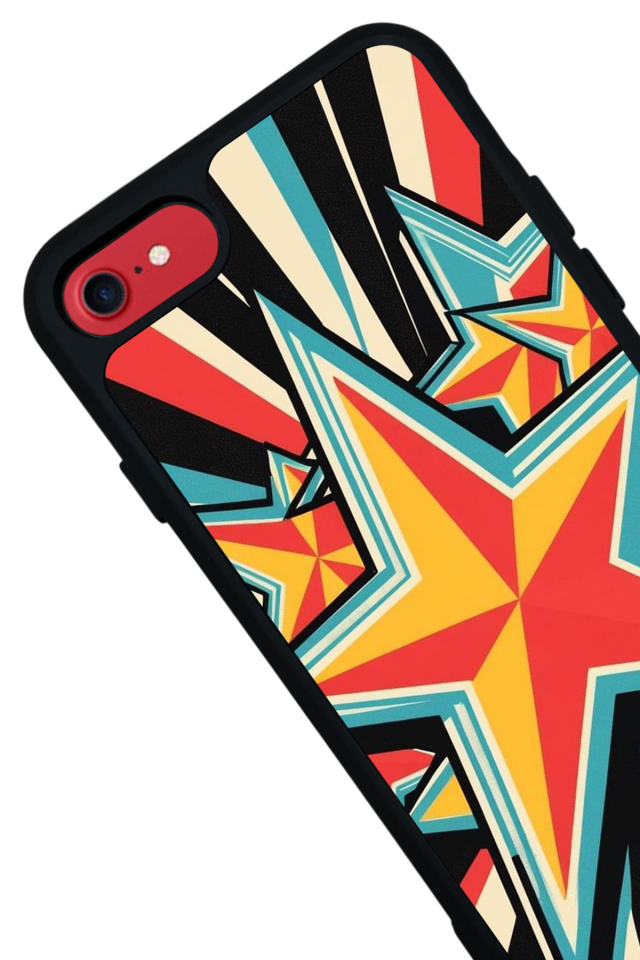 iPhone SE Uyumlu Retro Yildizlar Tasarımlı Glossy Premium Kılıf