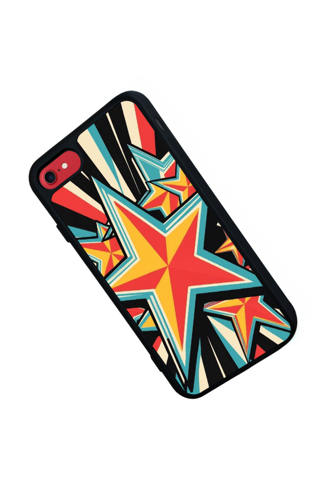 iPhone SE Uyumlu Retro Yildizlar Tasarımlı Glossy Premium Kılıf