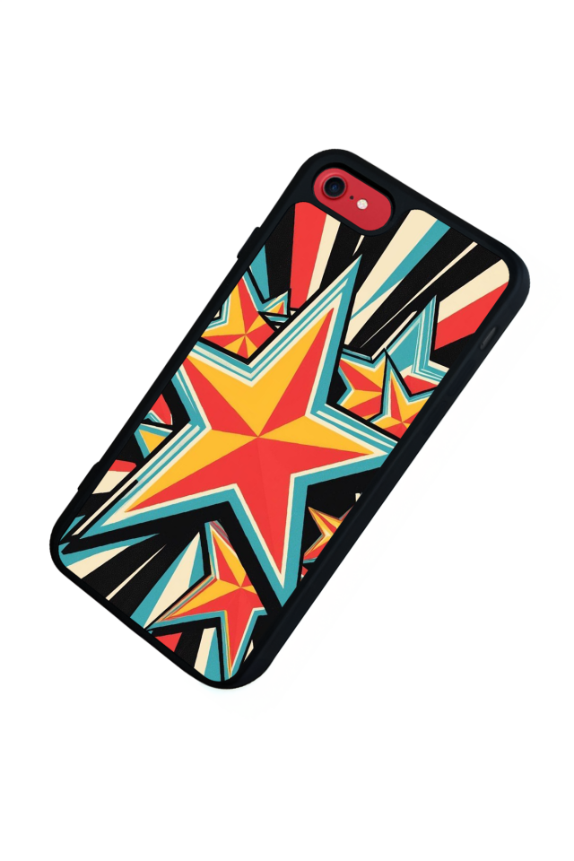 iPhone SE Uyumlu Retro Yildizlar Tasarımlı Glossy Premium Kılıf