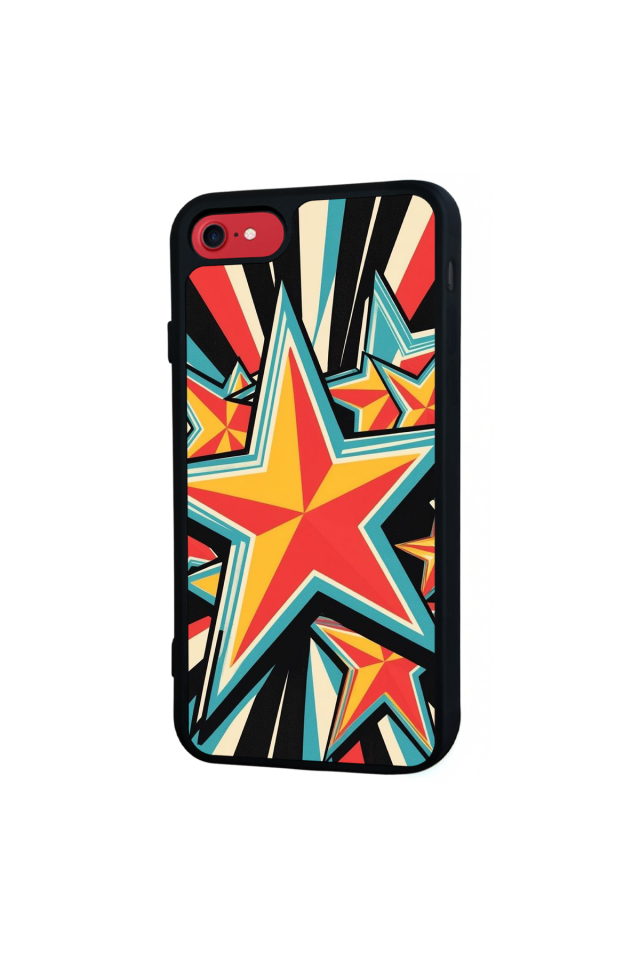 iPhone SE Uyumlu Retro Yildizlar Tasarımlı Glossy Premium Kılıf