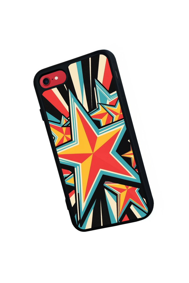 iPhone SE Uyumlu Retro Yildizlar Tasarımlı Glossy Premium Kılıf