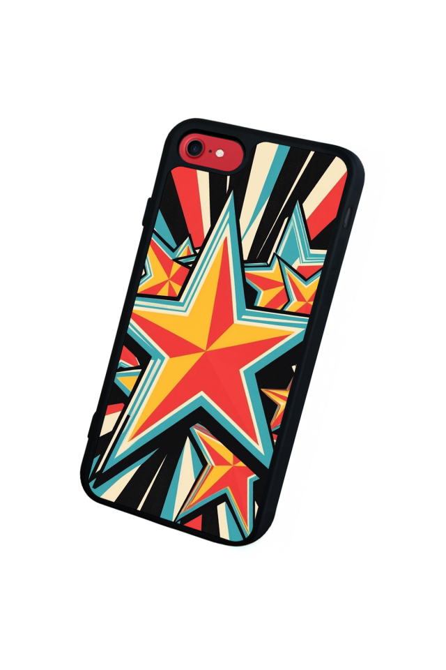 iPhone SE Uyumlu Retro Yildizlar Tasarımlı Glossy Premium Kılıf