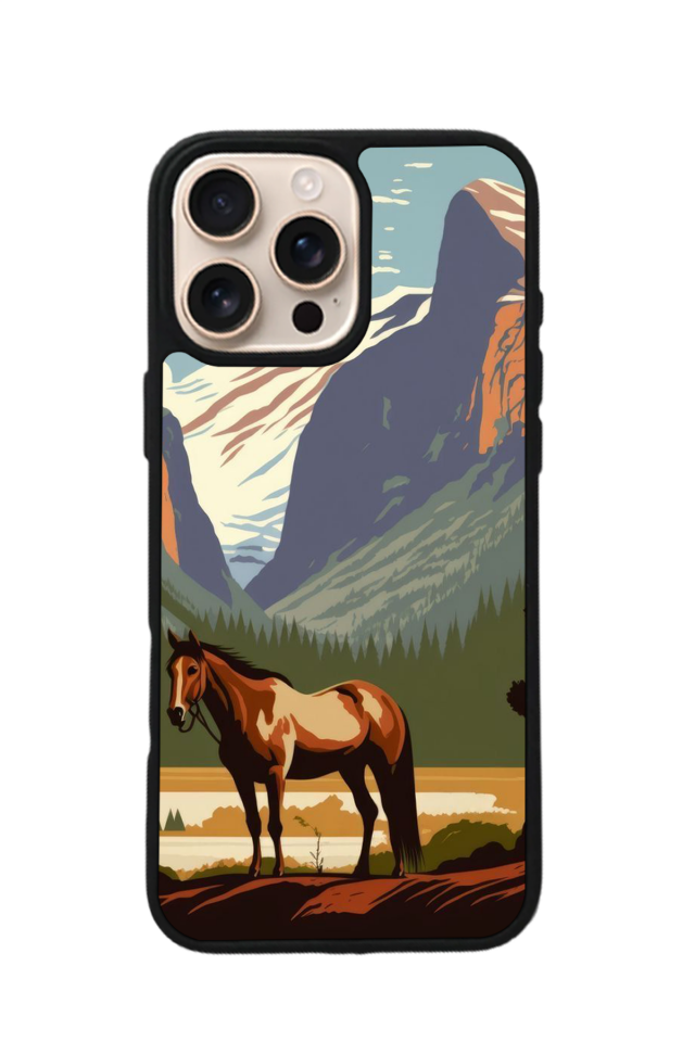 iPhone 15 Pro Uyumlu At Horse Tasarımlı Glossy Premium Kılıf