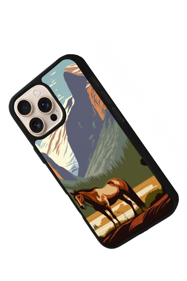 iPhone 15 Pro Uyumlu At Horse Tasarımlı Glossy Premium Kılıf