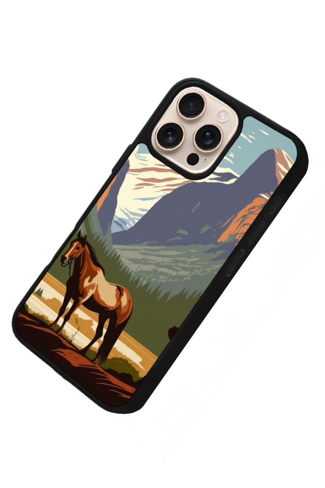 iPhone 15 Pro Uyumlu At Horse Tasarımlı Glossy Premium Kılıf