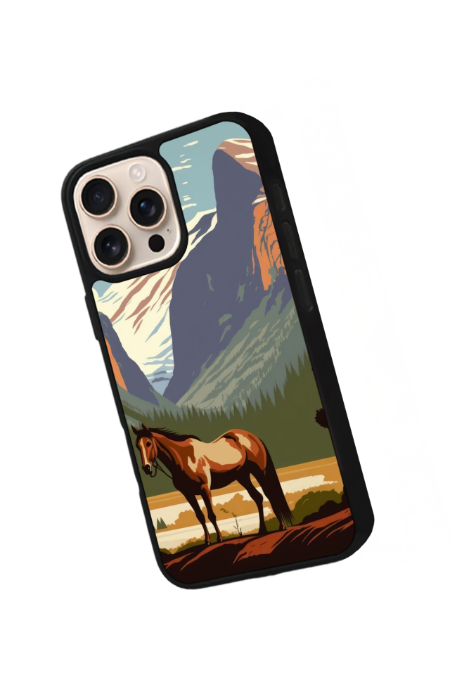 iPhone 15 Pro Uyumlu At Horse Tasarımlı Glossy Premium Kılıf