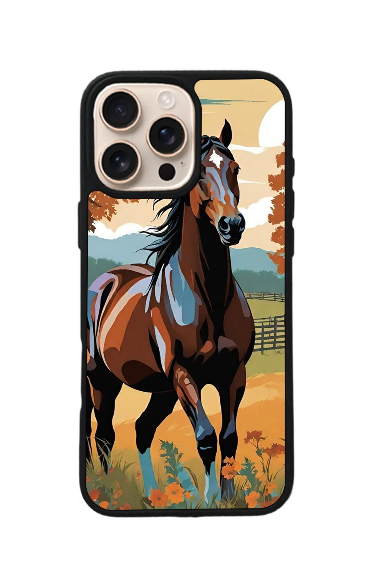 iPhone 15 Pro Uyumlu At Horse Tasarımlı Glossy Premium Kılıf