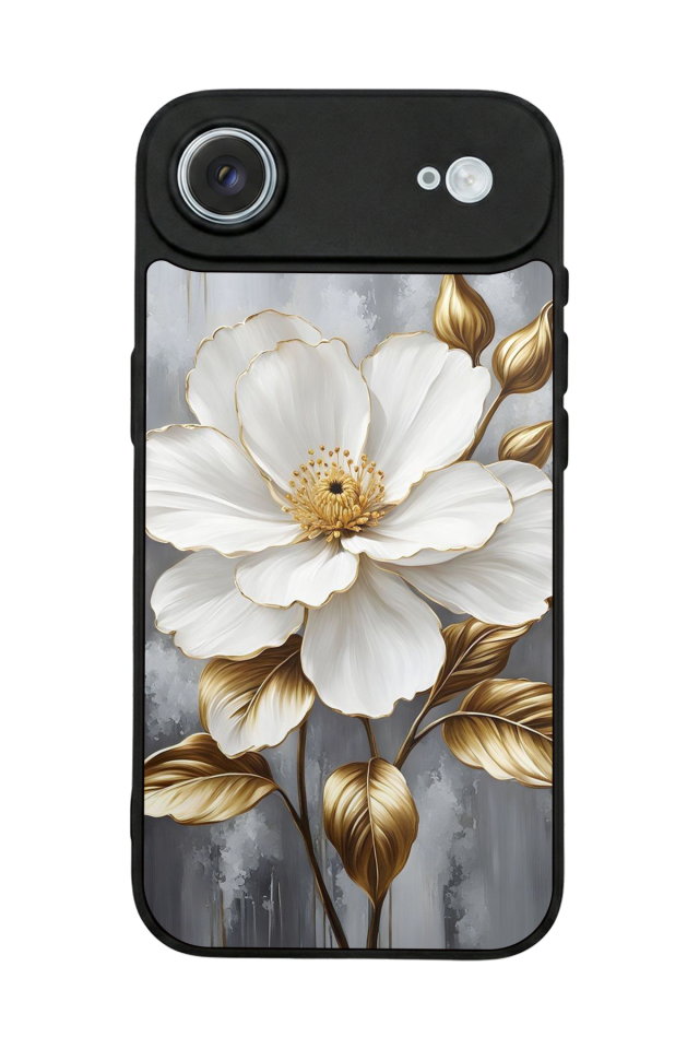 iPhone 17 Air Uyumlu Yaldizli Cicek Tasarımlı Glossy Premium Kılıf
