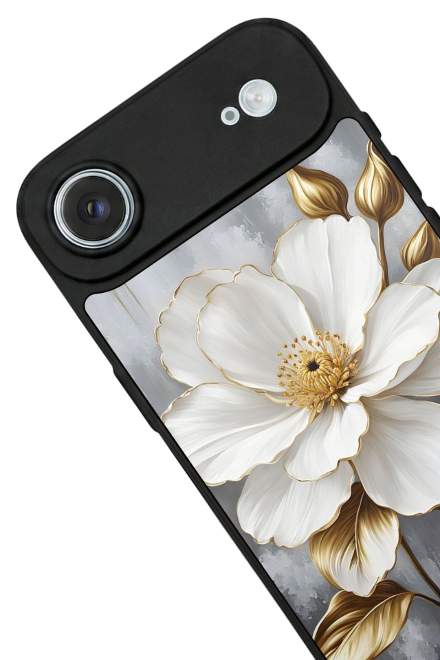 iPhone 17 Air Uyumlu Yaldizli Cicek Tasarımlı Glossy Premium Kılıf