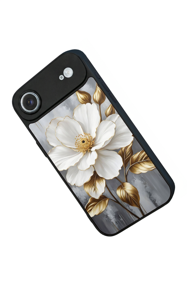 iPhone 17 Air Uyumlu Yaldizli Cicek Tasarımlı Glossy Premium Kılıf