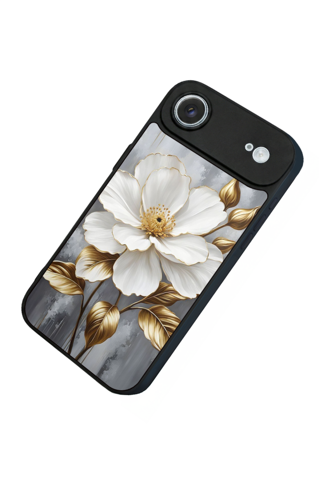 iPhone 17 Air Uyumlu Yaldizli Cicek Tasarımlı Glossy Premium Kılıf