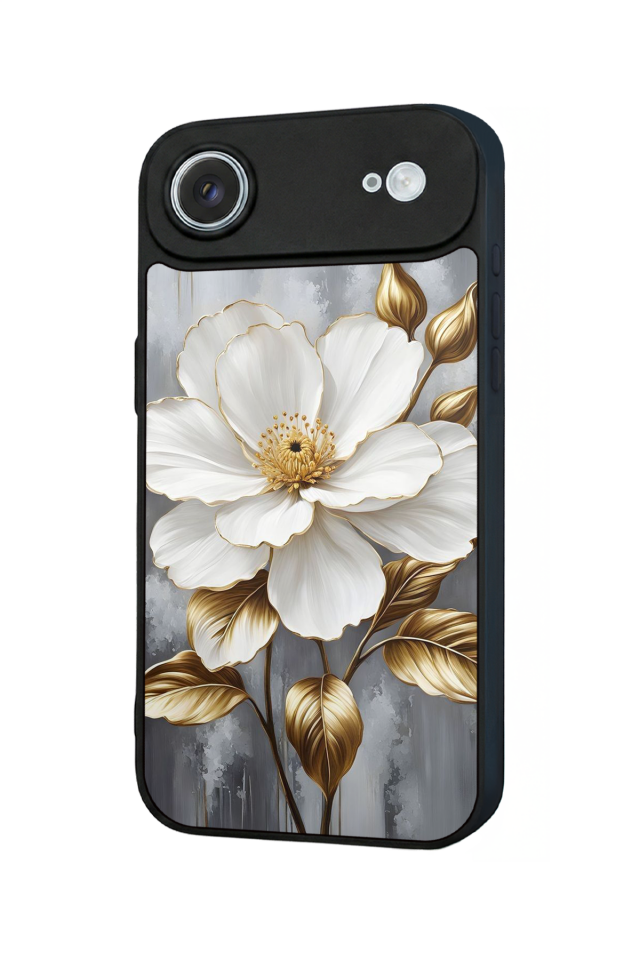 iPhone 17 Air Uyumlu Yaldizli Cicek Tasarımlı Glossy Premium Kılıf